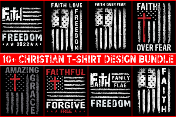 Christian T-shirt Design with Usa Flag Graphics and Print Templates