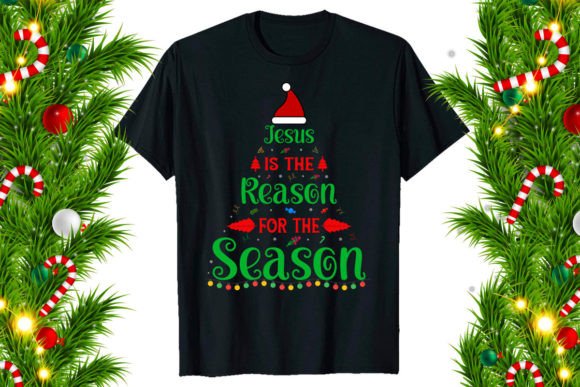 Christmas T-shirt Design Jesus is Graphics & Print Templates