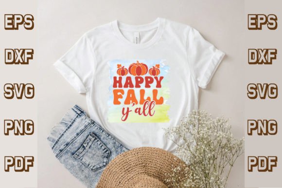 Happy Fall Y all Svg, Retro Graphics for T-Shirt Designs