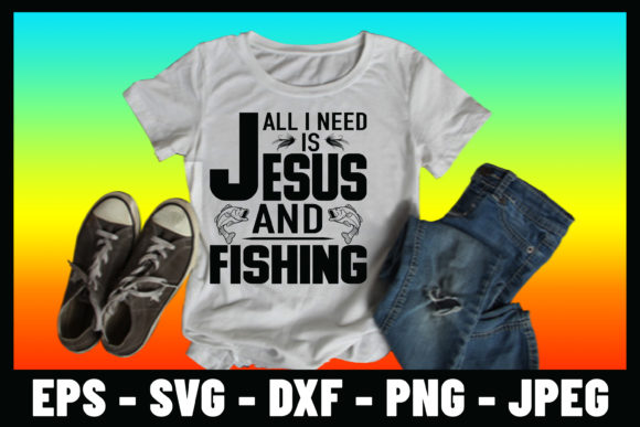 Jesus and Fishing Tshirt Design: Graphics & Print Templates