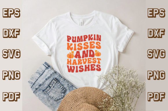 Pumpkin Kisses and Harvest Wishes Svg Graphics for T-Shirt Designs