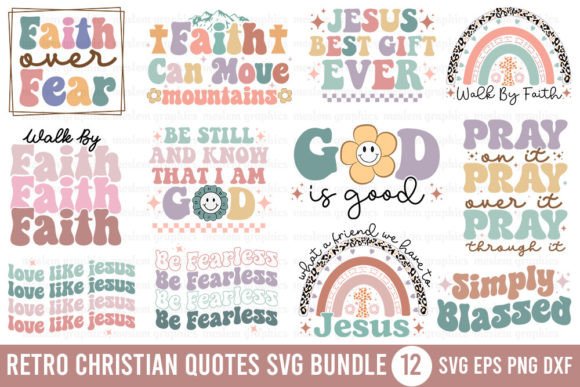 Retro Christian Quotes SVG Bundle: Graphics for T-Shirt Designs